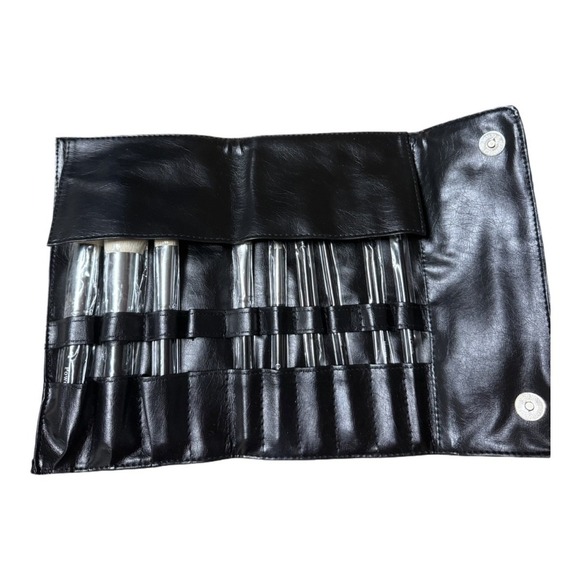 Makeup Artist Style Brush Set Black Faux Leather Case NWOT - Picture 1 of 5